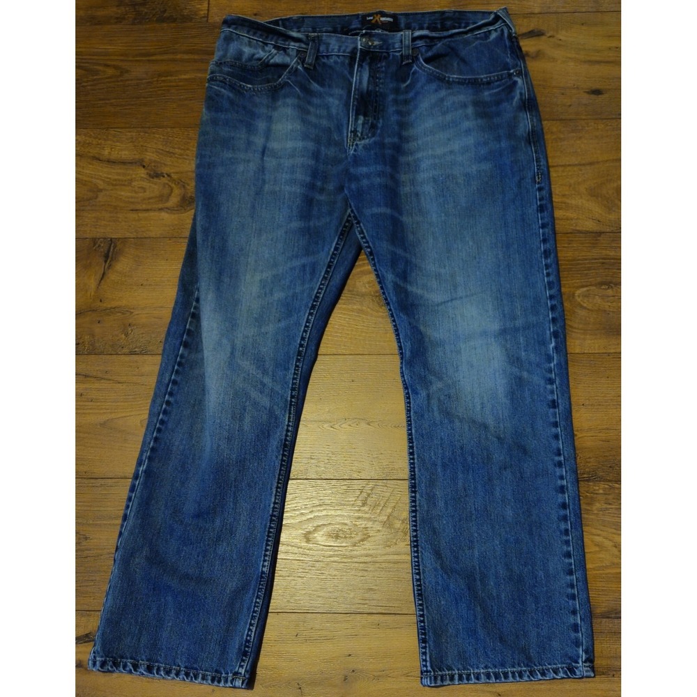 Lee X- Line Dungarees Men's Straight Leg Jeans Size 36 x 32 Med Wash Blue Denim